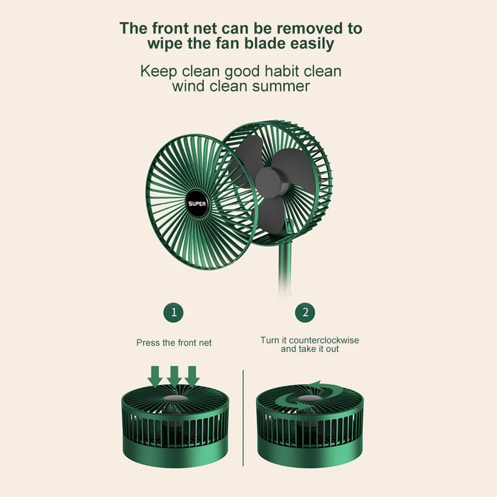 Rechargeable - Portable Telescopic Folding Fan Table Desk Fan