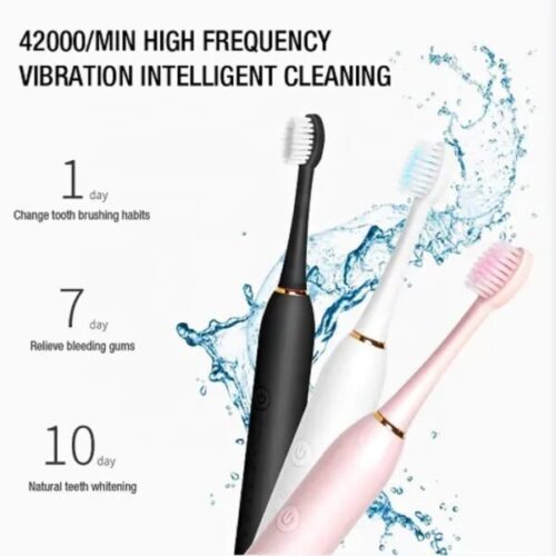 Electric ToothbrushElectric Toothbrush – Rechargeable Sonic Cleaning Toothbrush with Soft Bristles, Deep Clean (Random Colour)