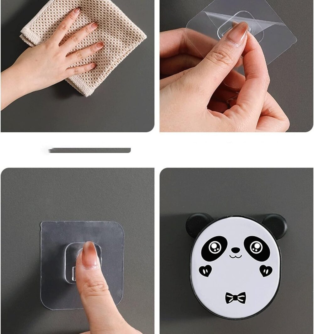 2026_06_19_470cf224ddb87194fcdc0f6c9234f200 (1) Wall Mounted Cute Panda Soap Dish Holder – Punch-Free Plastic Soap Box Rack for Bathroom & Kitchen Storage (Random color)