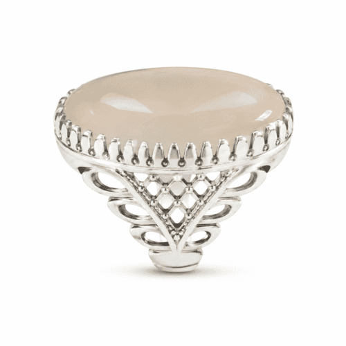 Male Silver Ring with White Aqeeq Stone