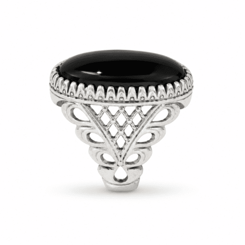 ring 12 Male Silver Ring with Black Zarkoon
