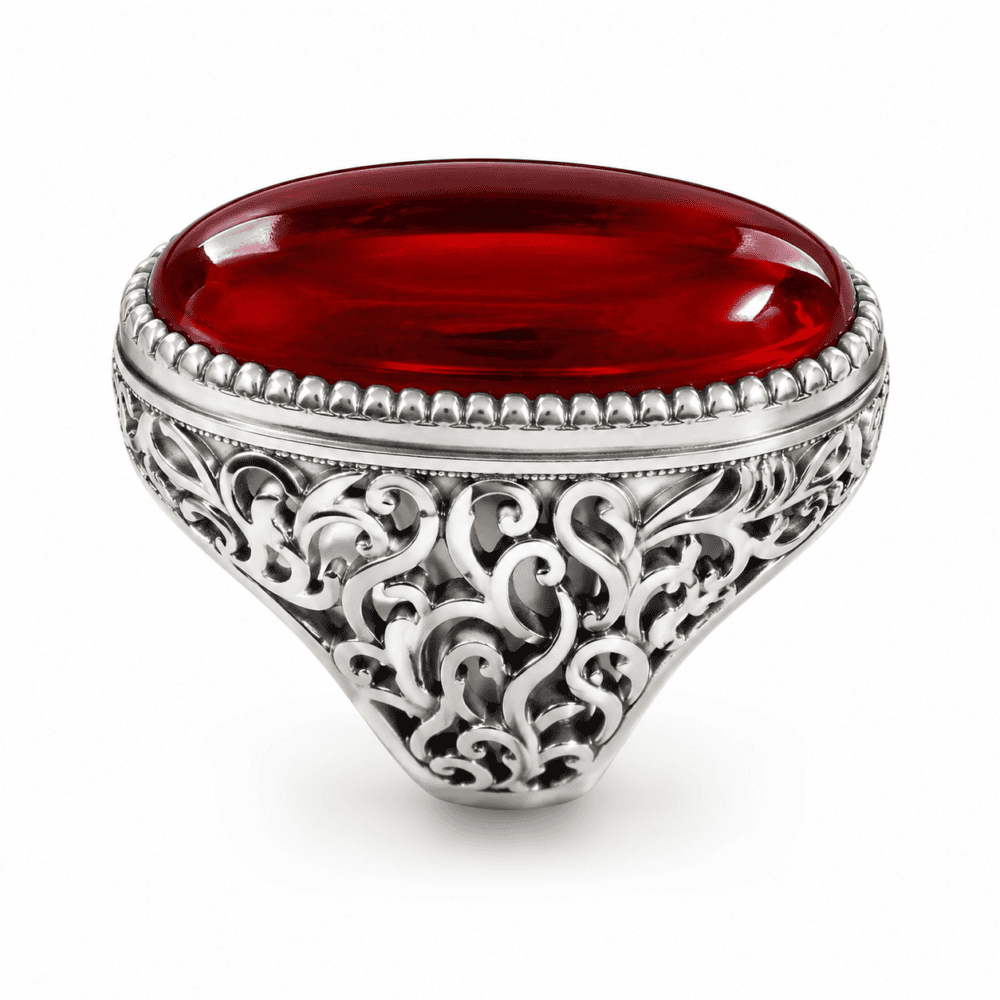 ring 14 Male Silver Yakut ring (Ruby plain)