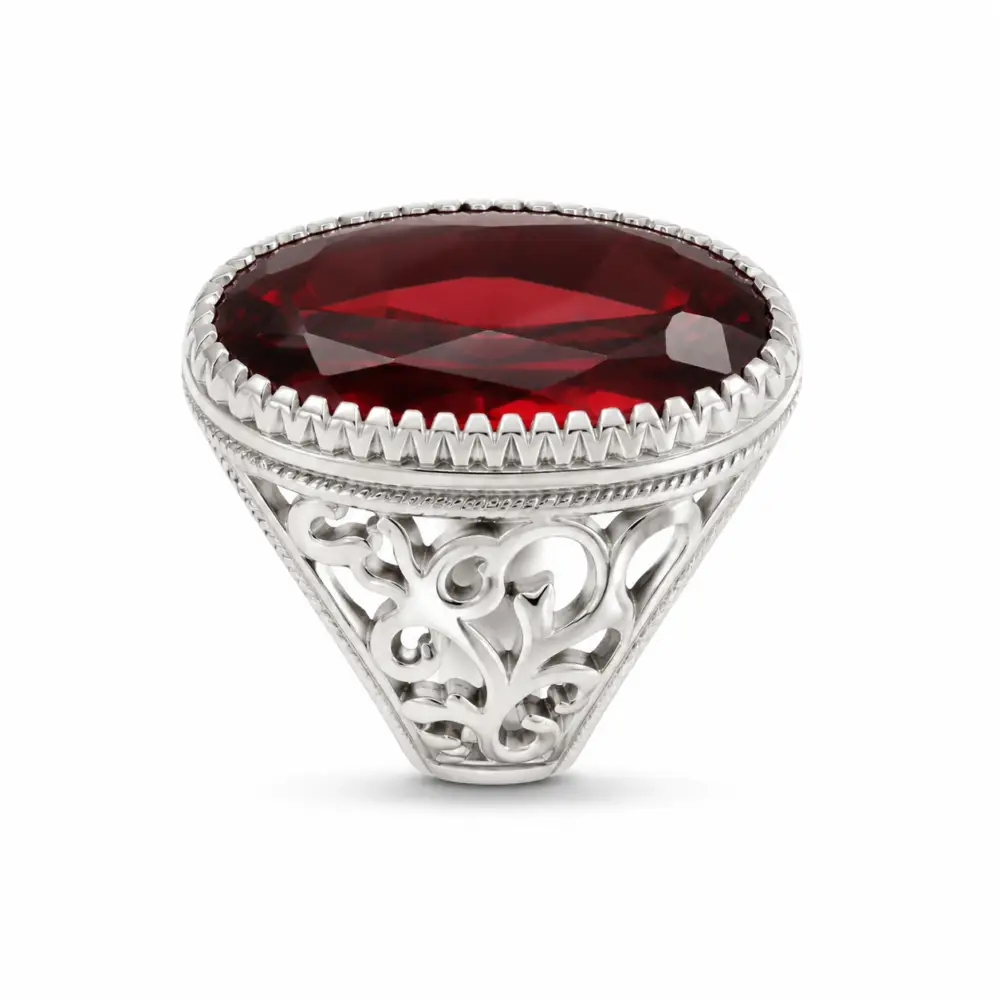 Male Silver Yakut ring (Ruby Cutting)
