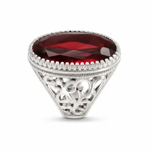 ring 2 Male Silver Yakut ring (Ruby Cutting)
