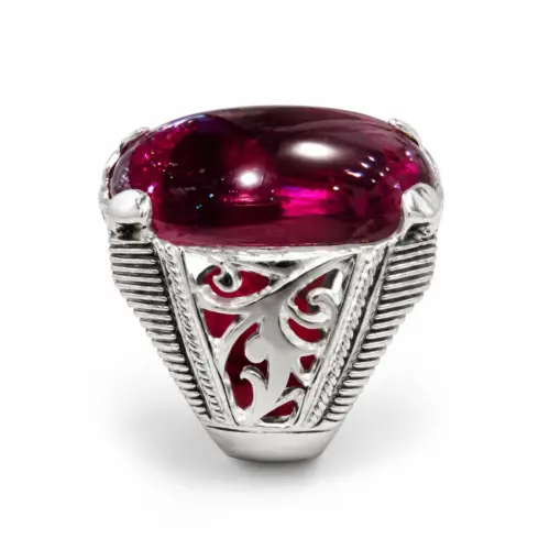 Male Silver Ring with Red Zarkoon