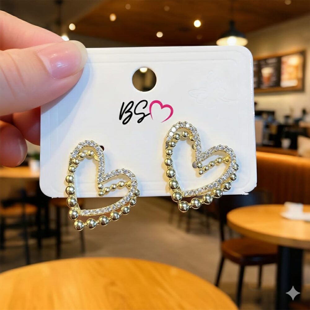 Heart Shape Double Korean Earrings